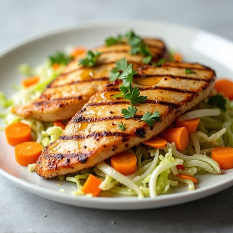 Grilled Chicken Breast with Crunchy Cabbage Slaw