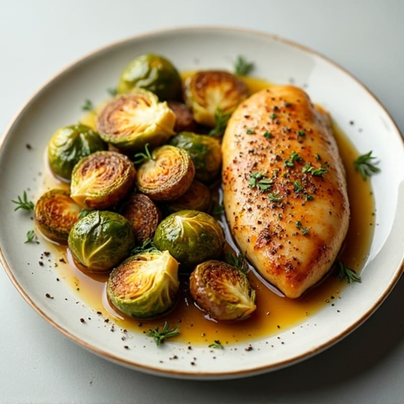 Lemon-Herb Roasted Chicken with Crispy Brussels Sprouts