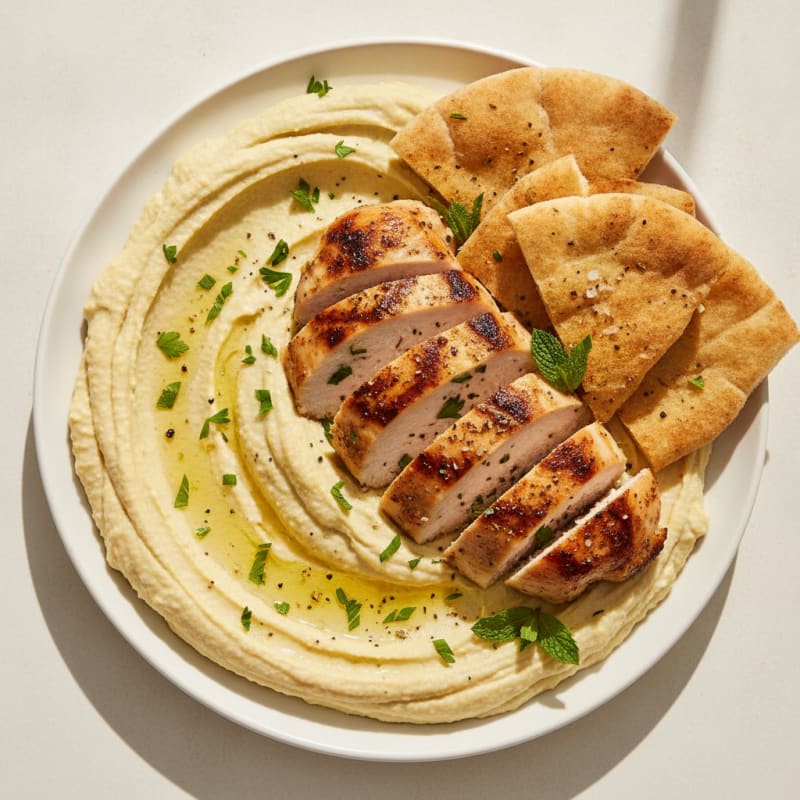 Lemon-Garlic Hummus with Toasted Pita