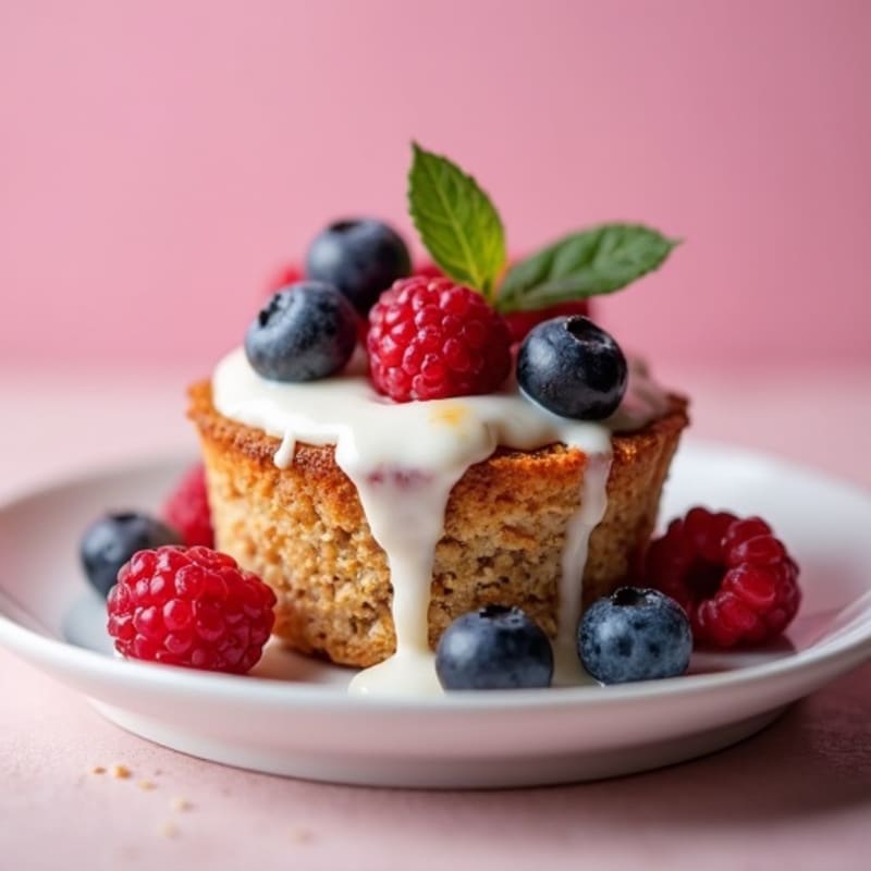 Baked Berry Oatmeal Cups with Creamy Greek Yogurt Drizzle