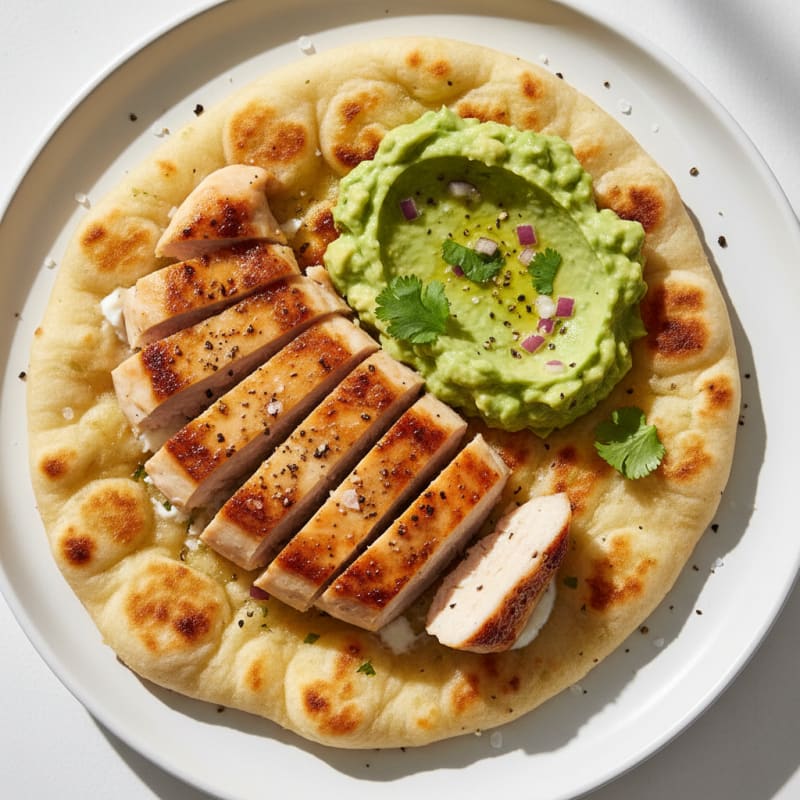 Creamy Garlic Naan with Zesty Guacamole Dip