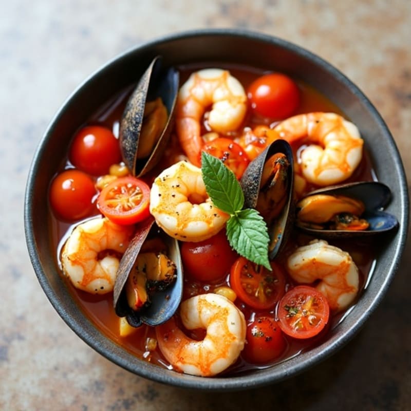 Herb-Garlic Seafood Cioppino with Fresh Tomatoes