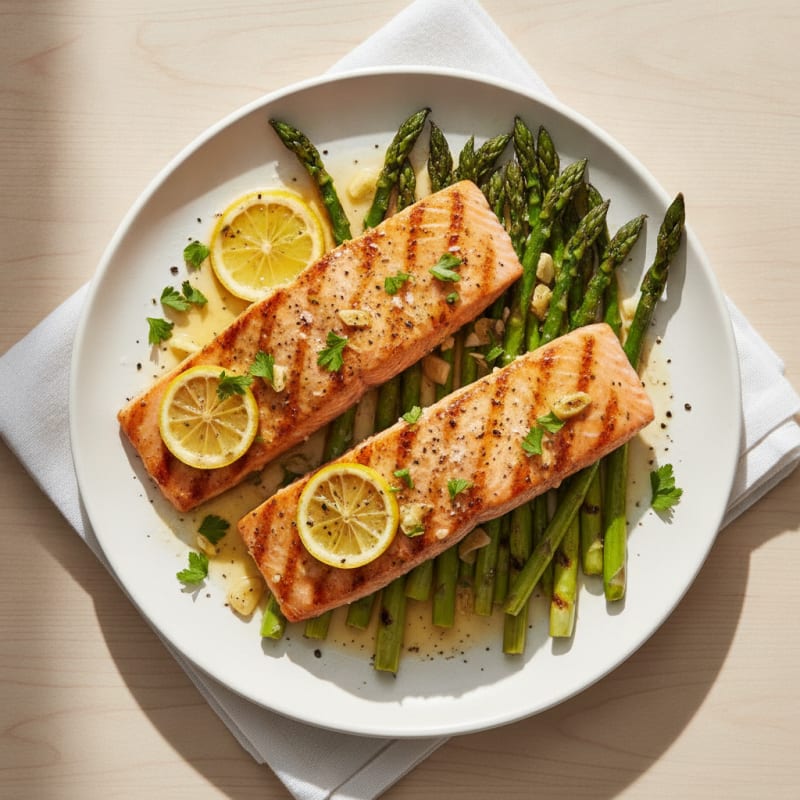 Lemon Herb Grilled Salmon with Asparagus