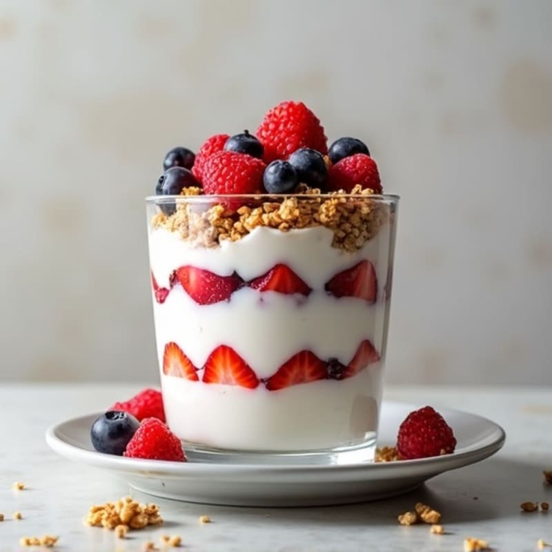 Vanilla Greek Yogurt Protein Parfait with Mixed Berries