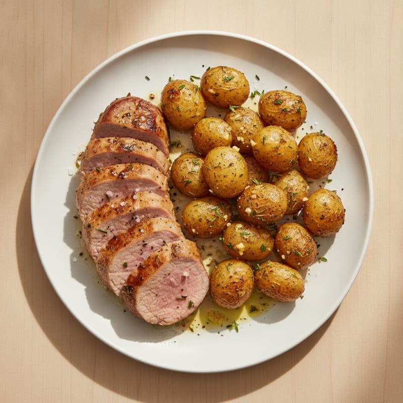 Garlic Herb Roasted Pork Tenderloin and Potatoes