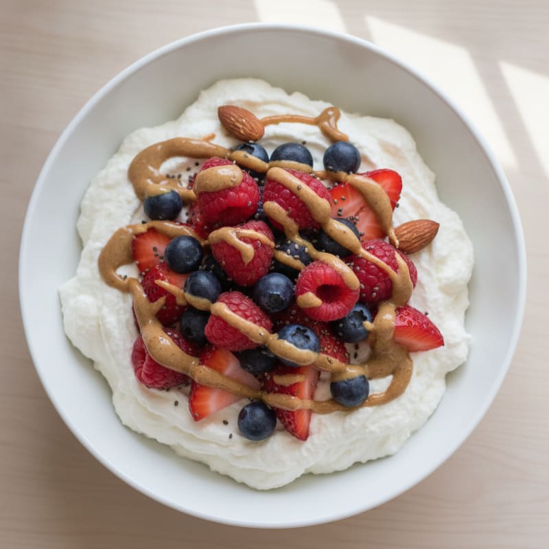 Greek Yogurt Protein Mousse with Mixed Berries