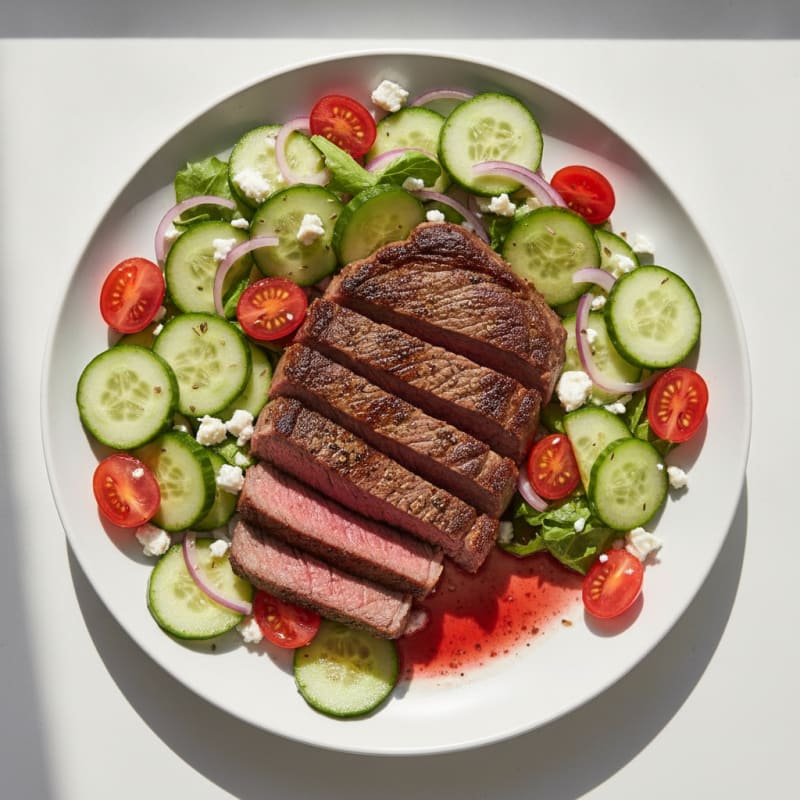 Pan-Seared Steak with Fresh Cucumber Salad