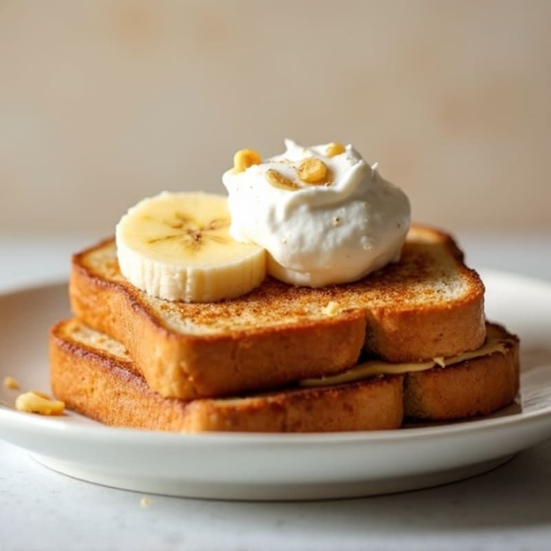 Peanut Butter Banana Protein Toast with Creamy Vanilla Yogurt