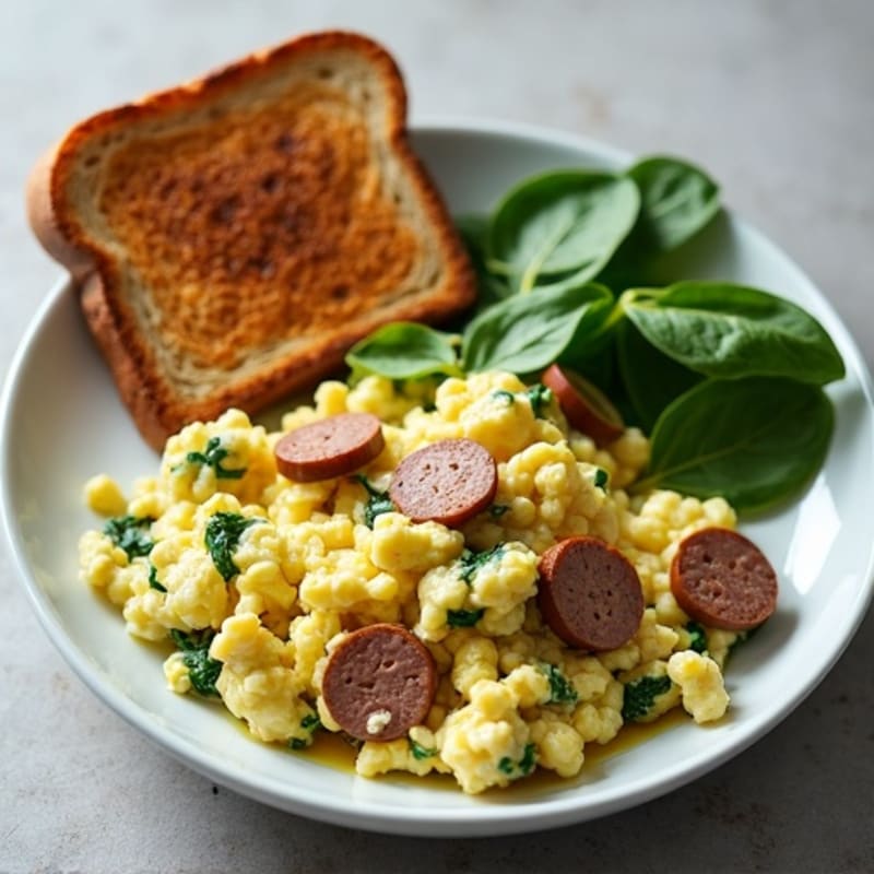 Egg White and Turkey Sausage Scramble with Spinach