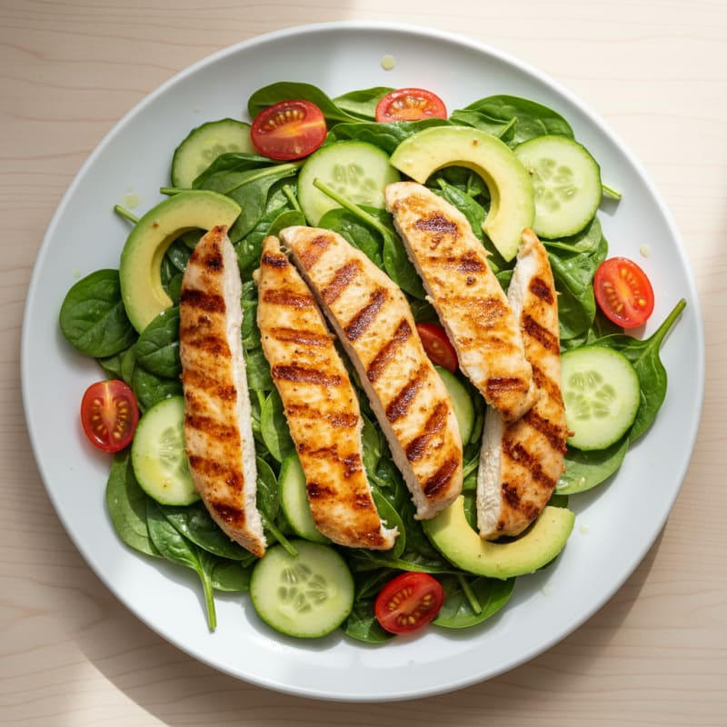 Grilled Chicken and Spinach Salad with Lemon Vinaigrette