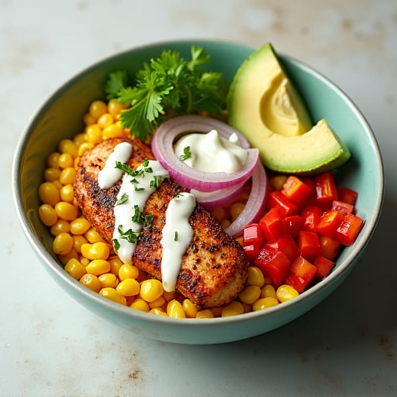 Chili-Lime Chicken with Creamy Roasted Corn Bowl