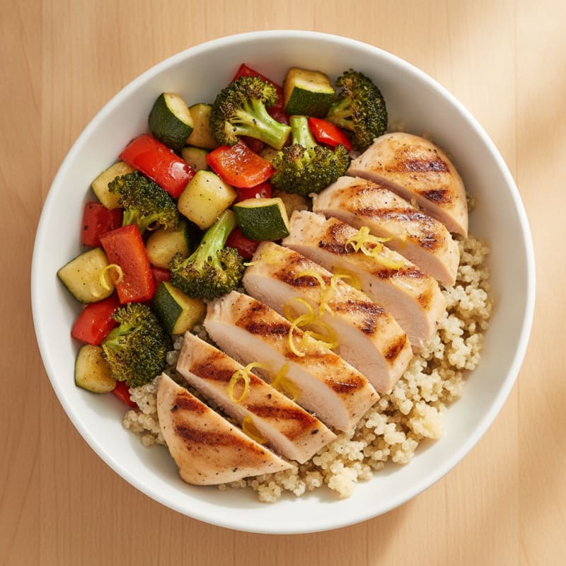 Grilled Chicken and Roasted Vegetable Bowl