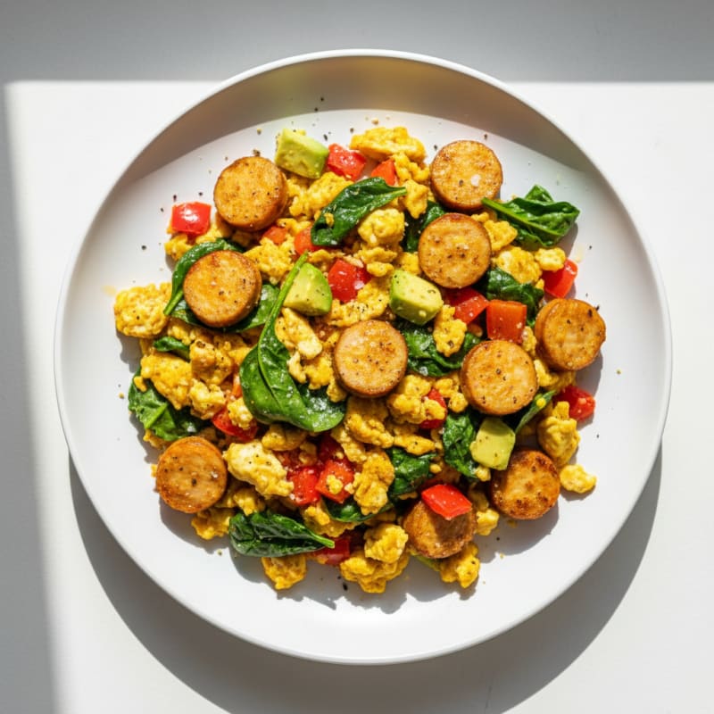 Golden Chicken Sausage and Egg Scramble