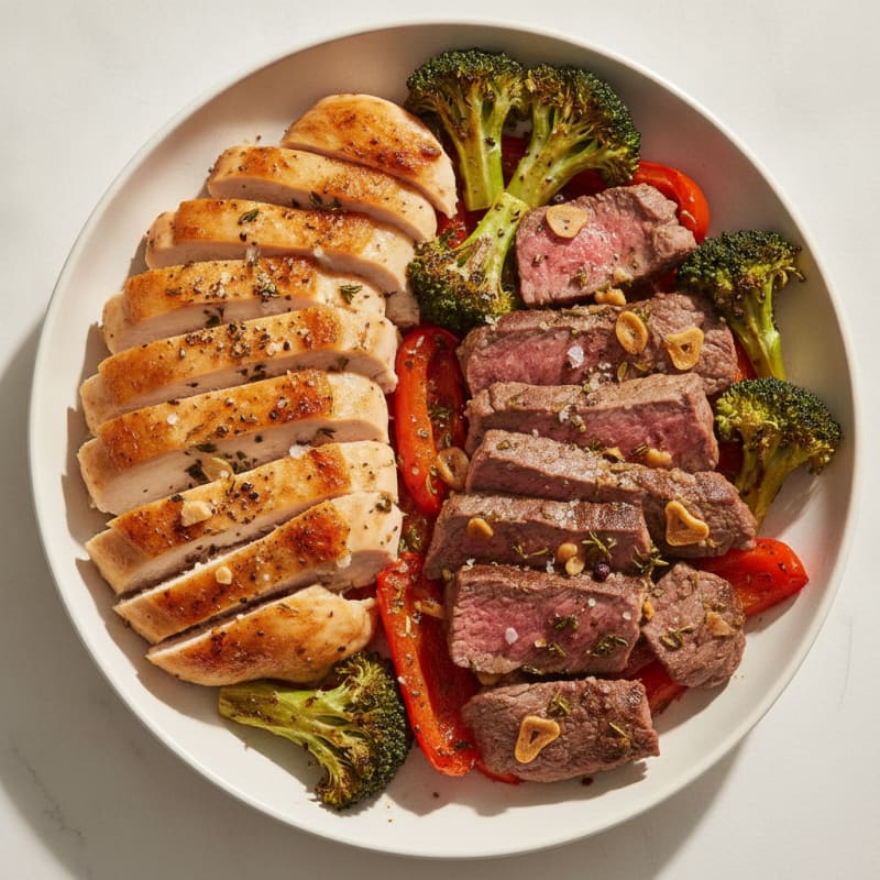 Garlic Herb Roasted Chicken and Beef