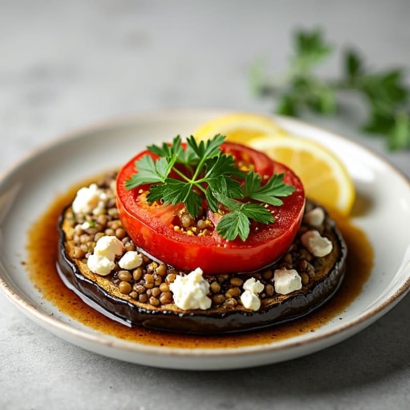 Hearty Roasted Eggplant Stuffed with Lentils and Fresh Herbs