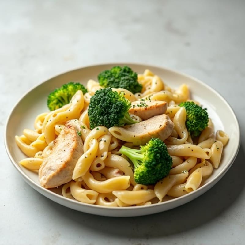 Healthy Creamy Chicken Alfredo Pasta with Broccoli