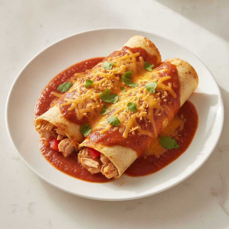 Chicken Enchiladas with Red Chili Sauce