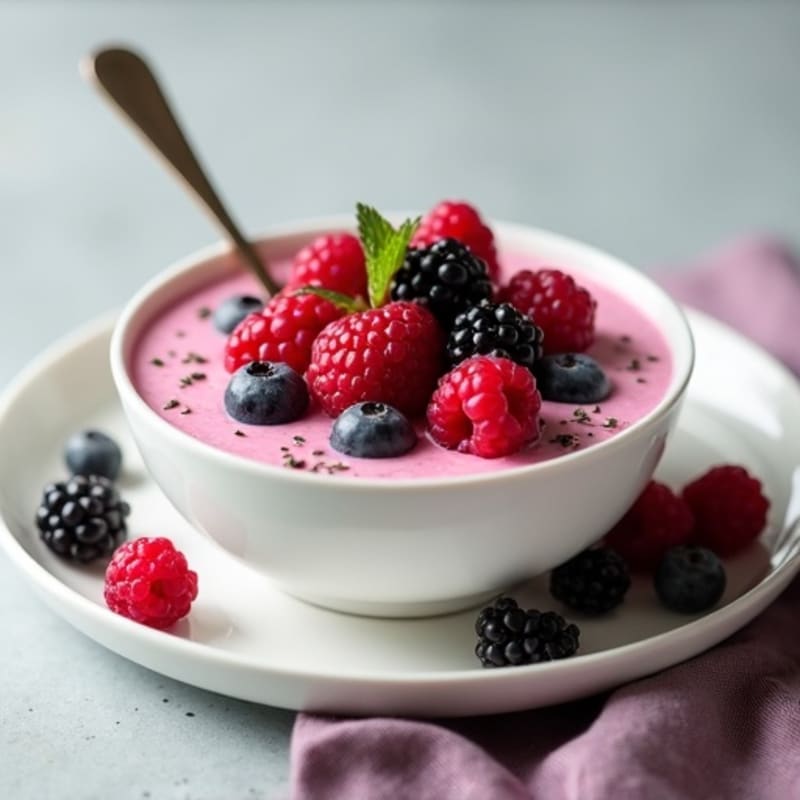Silky Greek Yogurt Protein Pudding with Mixed Berries