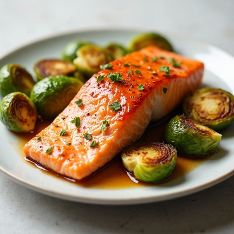 Maple-Glazed Salmon with Crispy Roasted Brussels Sprouts