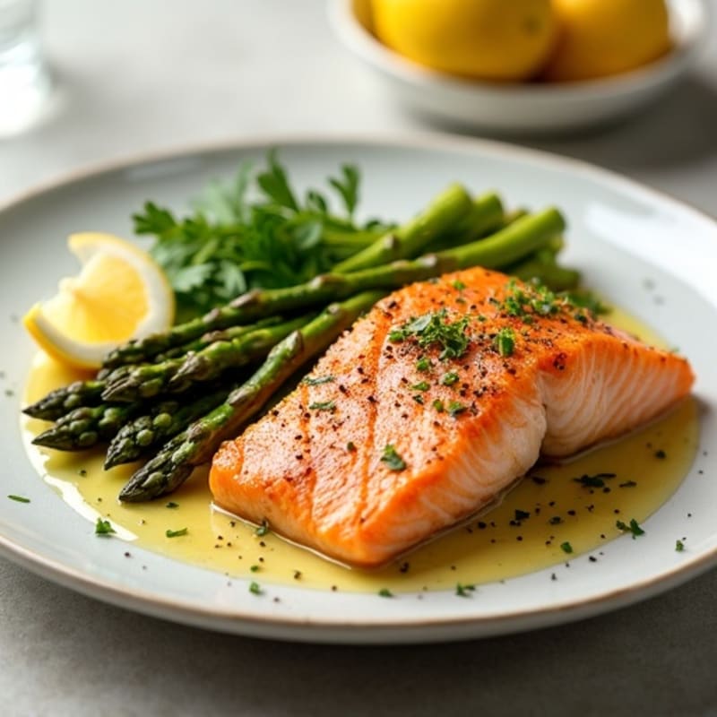 Crispy Pan-Seared Salmon with Roasted Asparagus