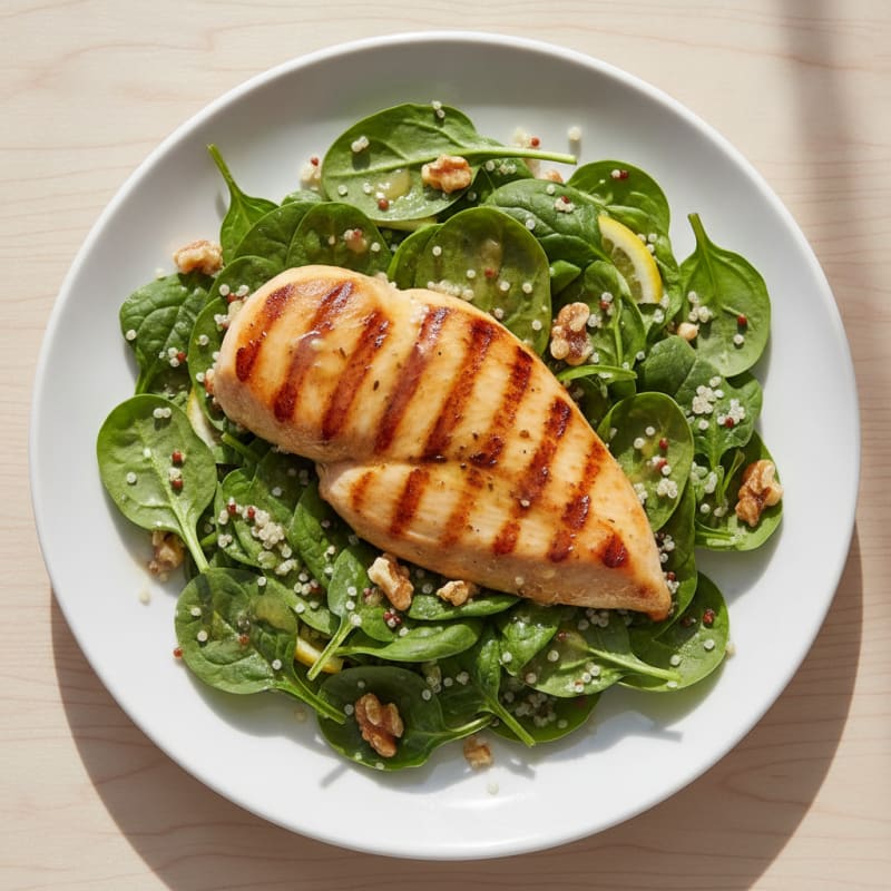 Grilled Chicken Breast with Quinoa Spinach Salad