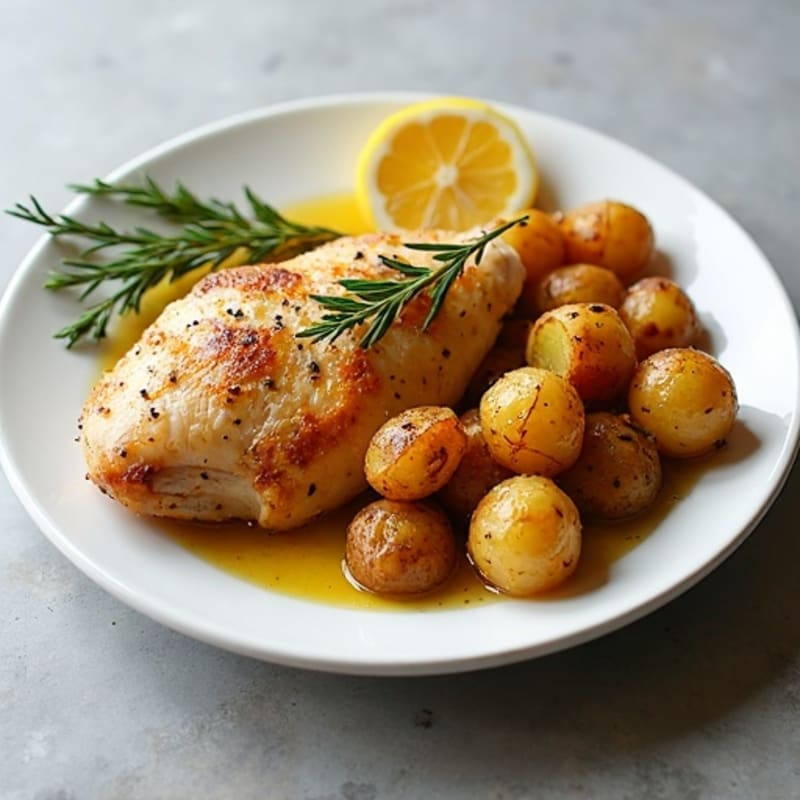 Lemon-Herb Roasted Chicken with Crispy Rosemary Potatoes