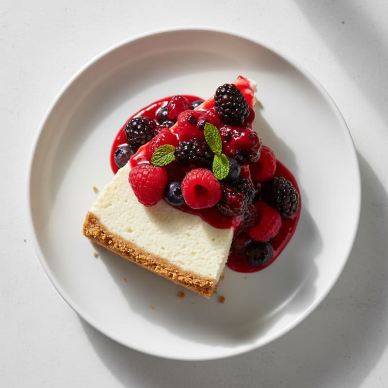 Greek Yogurt Protein Cheesecake with Mixed Berries