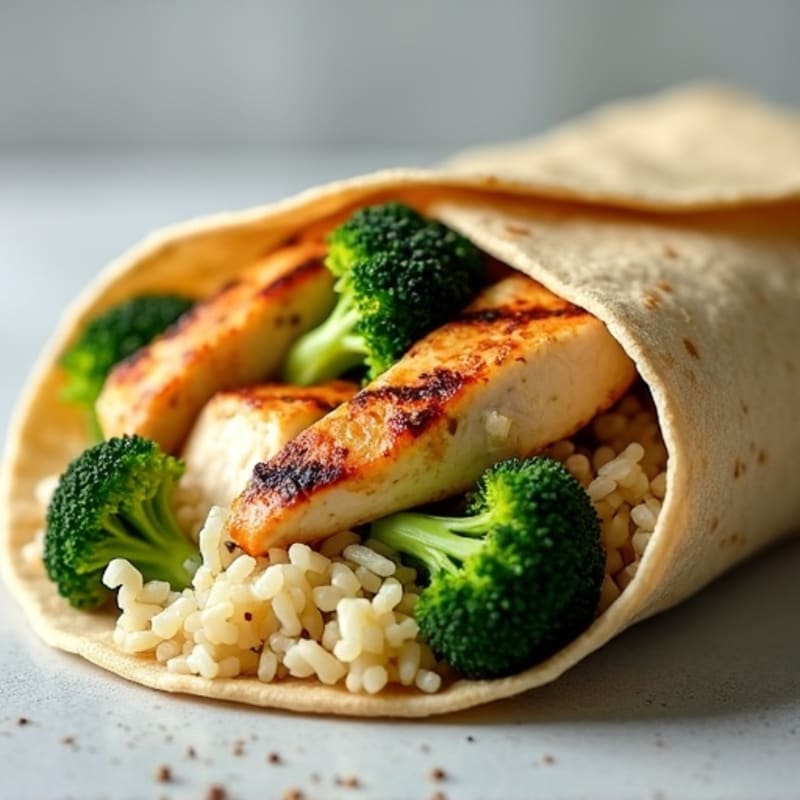 Grilled Chicken and Broccoli Rice Wrap