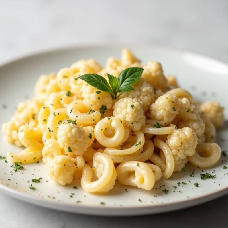 Creamy Cauliflower Alfredo with Protein Pasta