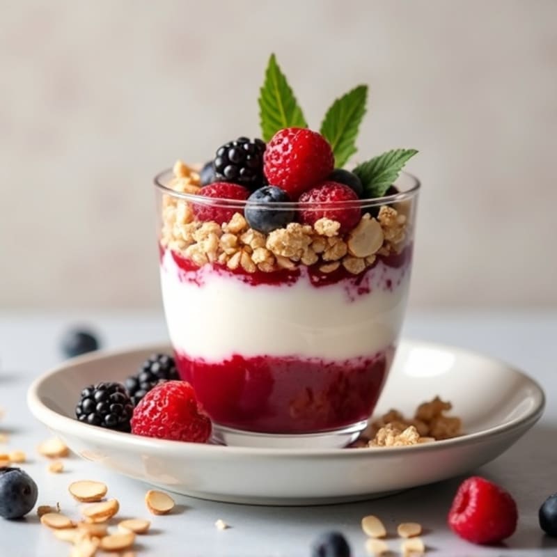 Creamy Protein Yogurt Parfait with Mixed Berries