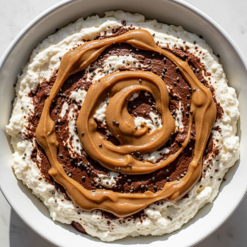 Greek Yogurt Protein Mousse with Almond Butter Swirl