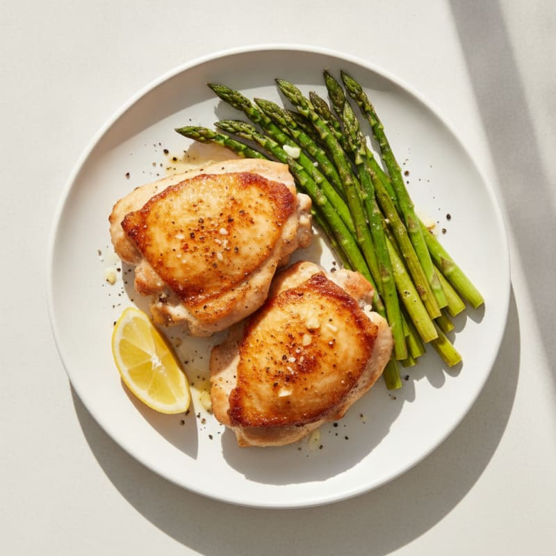 Pan-Seared Chicken Thighs with Roasted Asparagus
