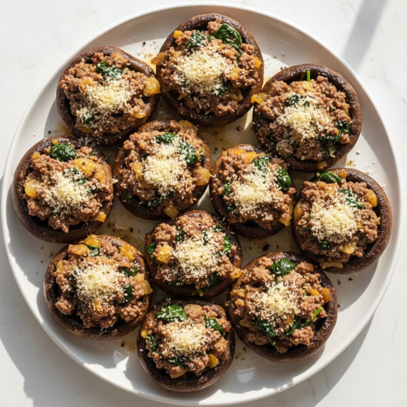 Ground Beef Stuffed Portabella Mushrooms