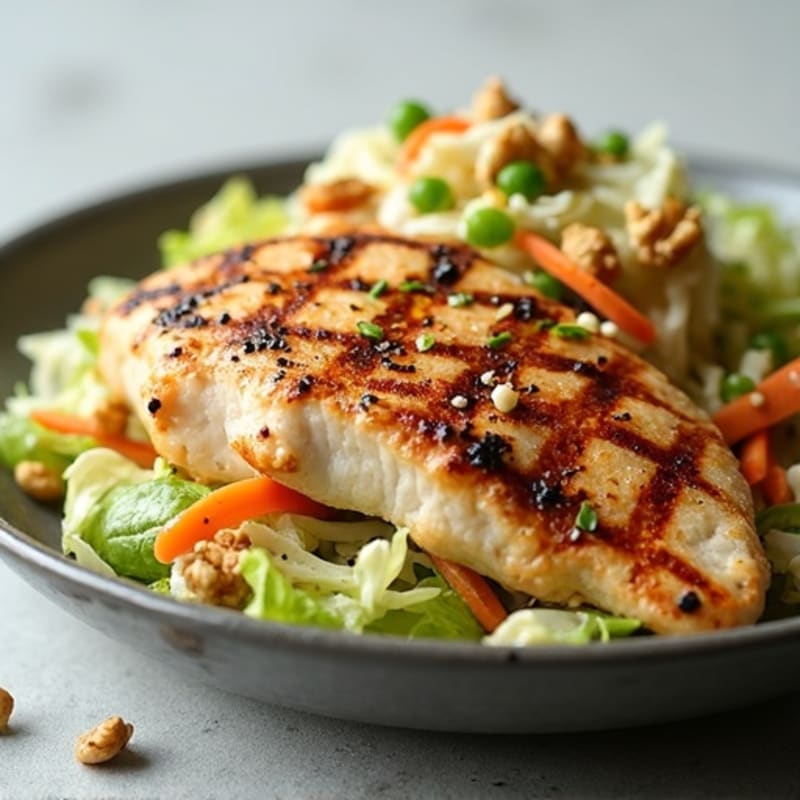 Grilled Chicken Breast with Crunchy Cabbage Slaw