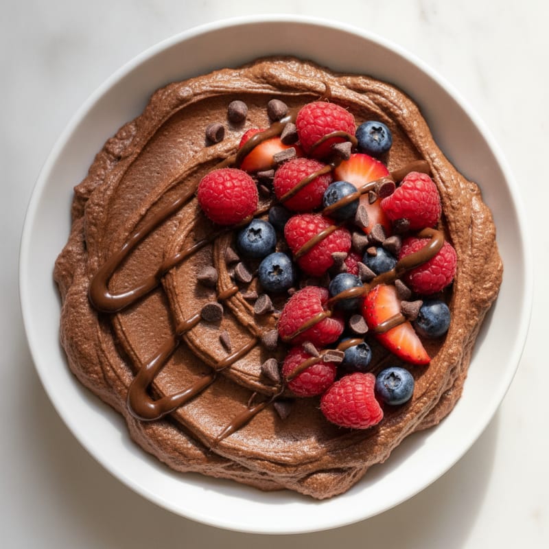 Protein Chocolate Mousse with Silken Tofu and Berries