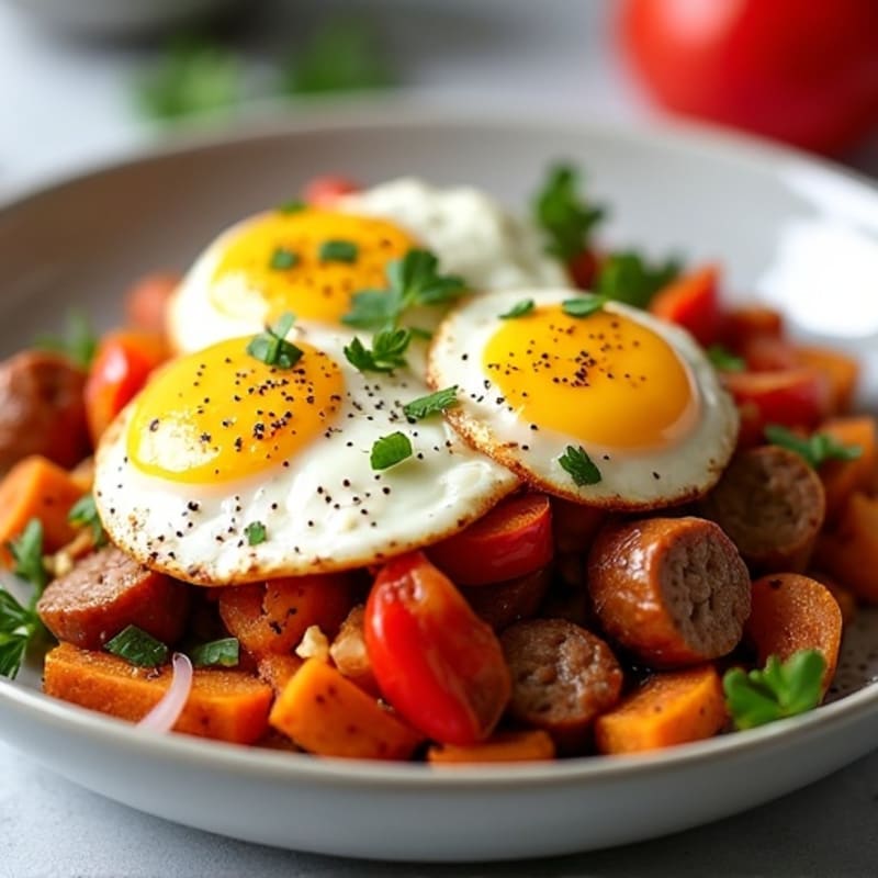 Protein-Packed Sweet Potato Hash with Eggs