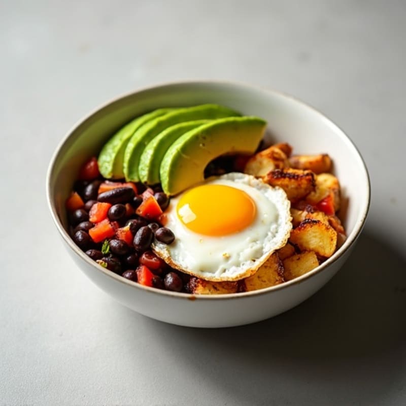 Crispy Roasted Potato and Black Bean Bowls with Fresh Salsa and Creamy Avocado