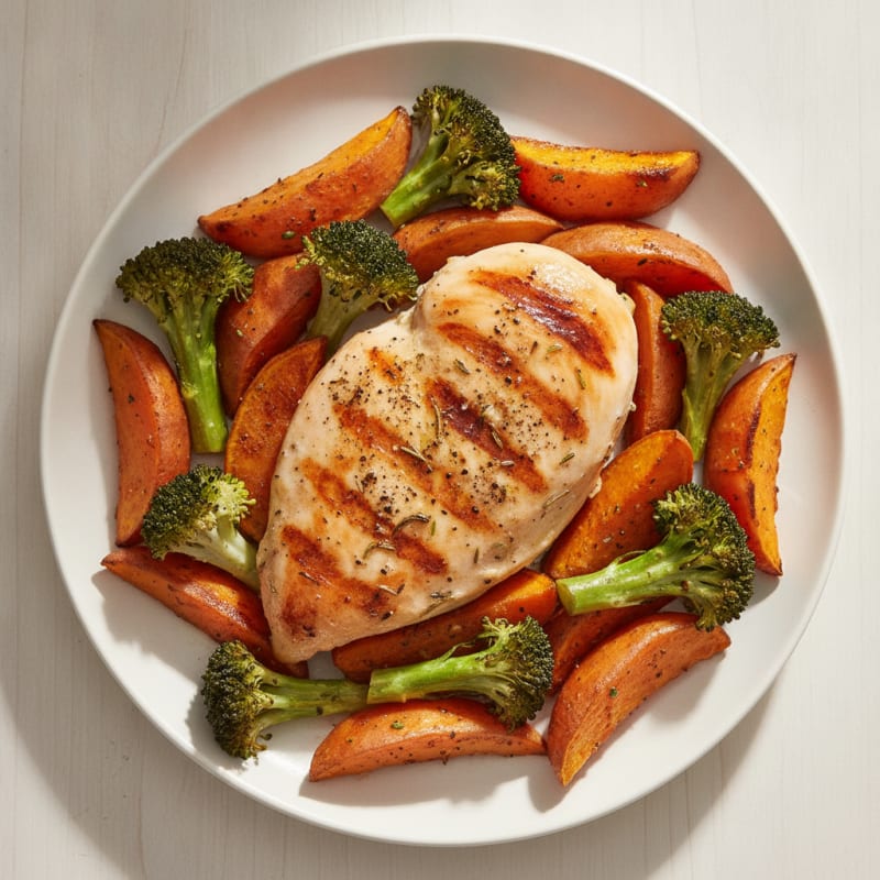 Herb-Roasted Chicken Breast with Sweet Potatoes