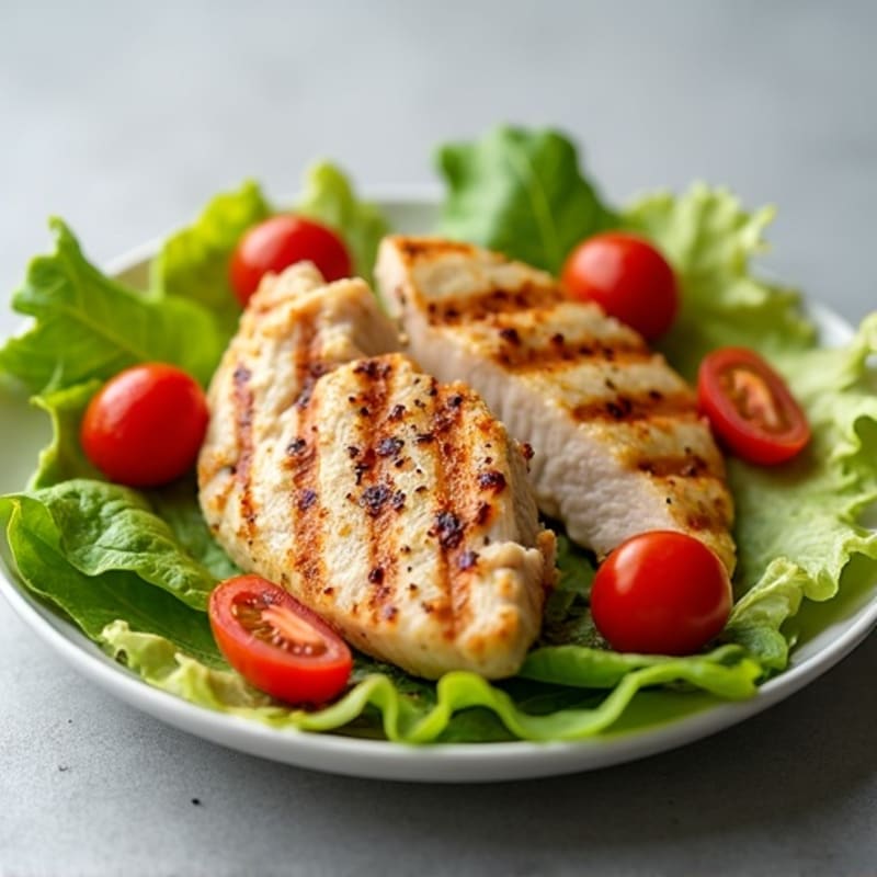 Grilled Chicken Breast with Crisp Romaine and Cherry Tomatoes