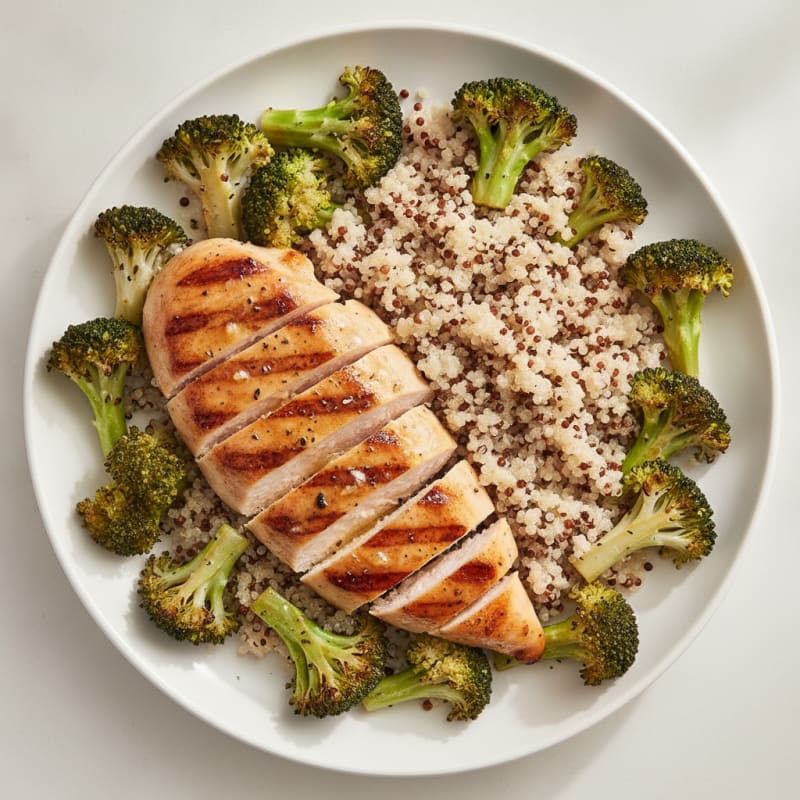 Grilled Chicken Breast with Roasted Broccoli and Quinoa