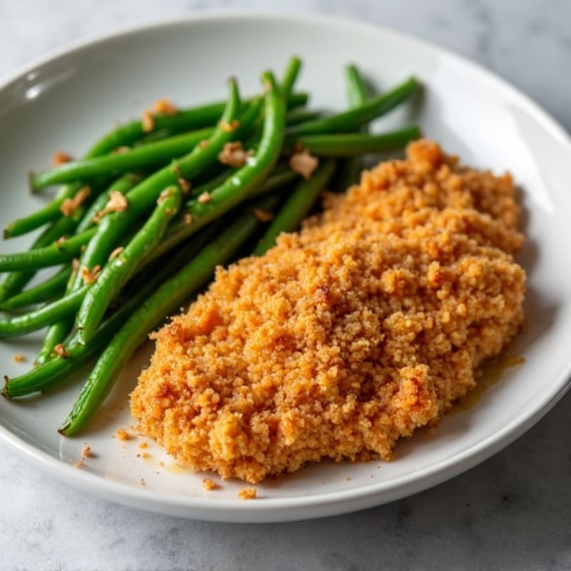 Crispy Buttermilk Baked Chicken with Roasted Green Beans
