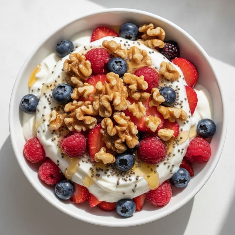Creamy Greek Yogurt Parfait with Chia Seeds and Mixed Berries
