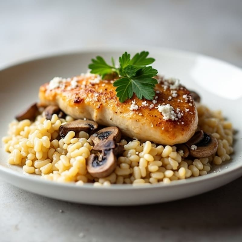 Healthy Creamy Mushroom Risotto with Chicken