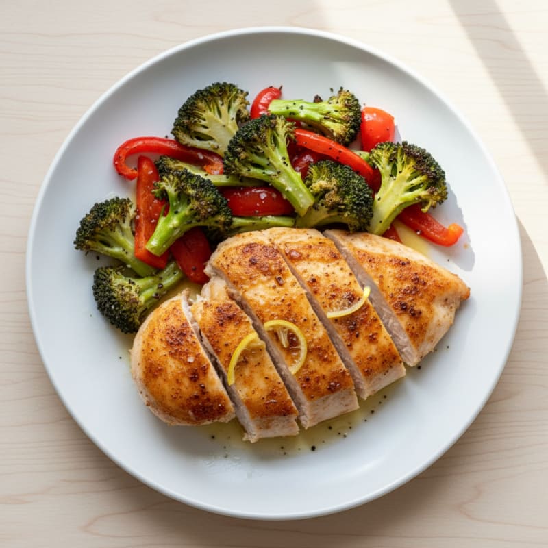 Crispy Pan-Seared Chicken with Roasted Vegetables