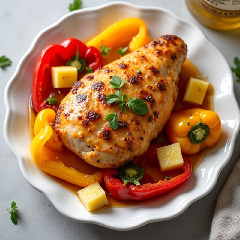 Sheet Pan Sweet and Tangy Pineapple Chicken with Roasted Bell Peppers