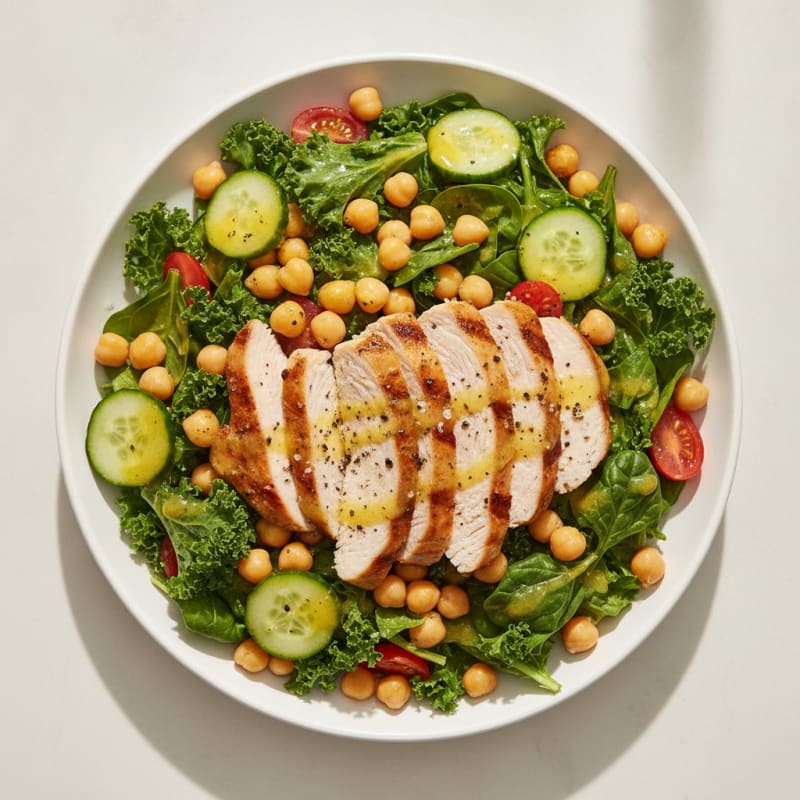Grilled Turkey Breast Salad with Chickpeas and Lemon Vinaigrette