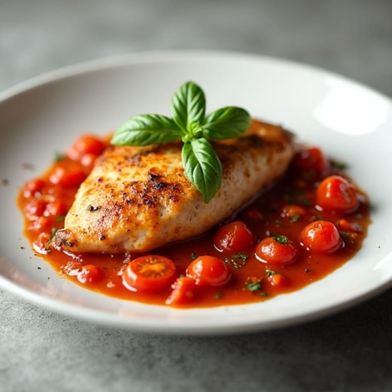 Tender Pan-Seared Chicken with Fresh Tomato Basil Sauce