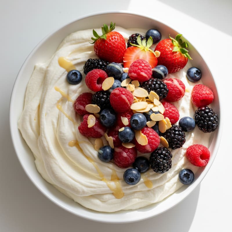 Greek Yogurt Protein Mousse with Mixed Berries