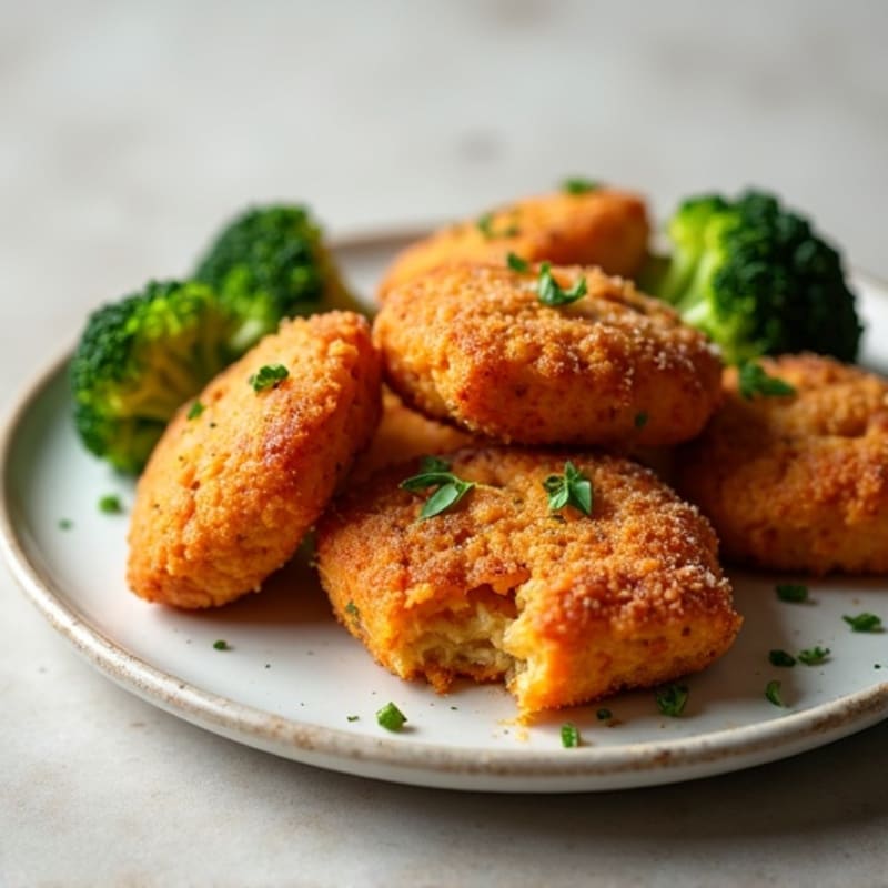 Crispy Baked Chicken Bites with Roasted Sweet Potatoes and Broccoli