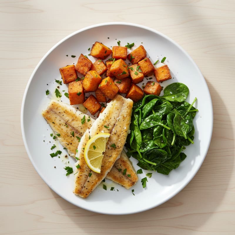 Pan-Seared Sole with Roasted Sweet Potatoes